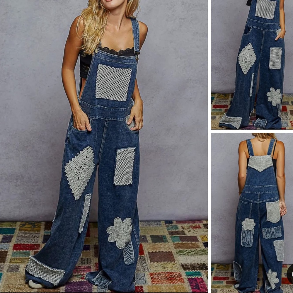 NEW Boho GirLie SPECIAL PRICE : Indigo”Blue Patchwork Denim Overalls